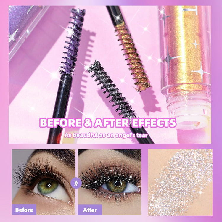 Violet Glitter Lash Mascara Diamond Mascara Thick Shiny Eyelash Curling Extension Makeup Waterproof Fast Dry Sequins Eye Black - Serenity Spaces