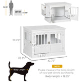 Wooden Dog Crate End Table, Dog Crate Furniture with Triple Doors, Puppy Crate for Small Dogs Indoor Use, White - Serenity Spaces
