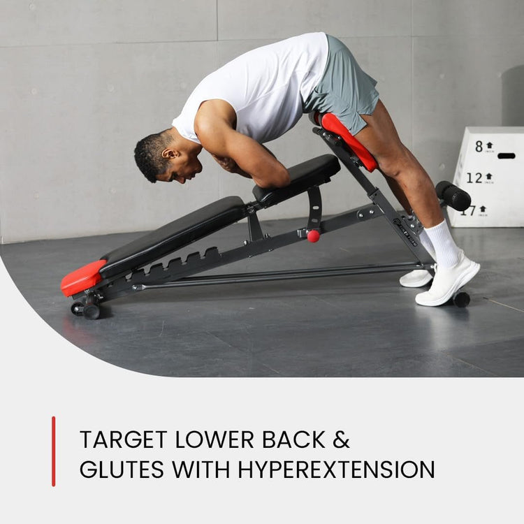 Multi - Functional FID Weight Bench for Full All - In - One Body Workout – Hyper Back Extension, Roman Chair, Adjustable Ab Sit up Bench, Incline Decline Bench, Flat Bench - Serenity Spaces