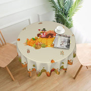 Turkey Festival Happy Thanksgiving Tablecloth, Roast Chicken Tablecloth Autumn Leaves Thanksgiving Decoration round 60 Inch