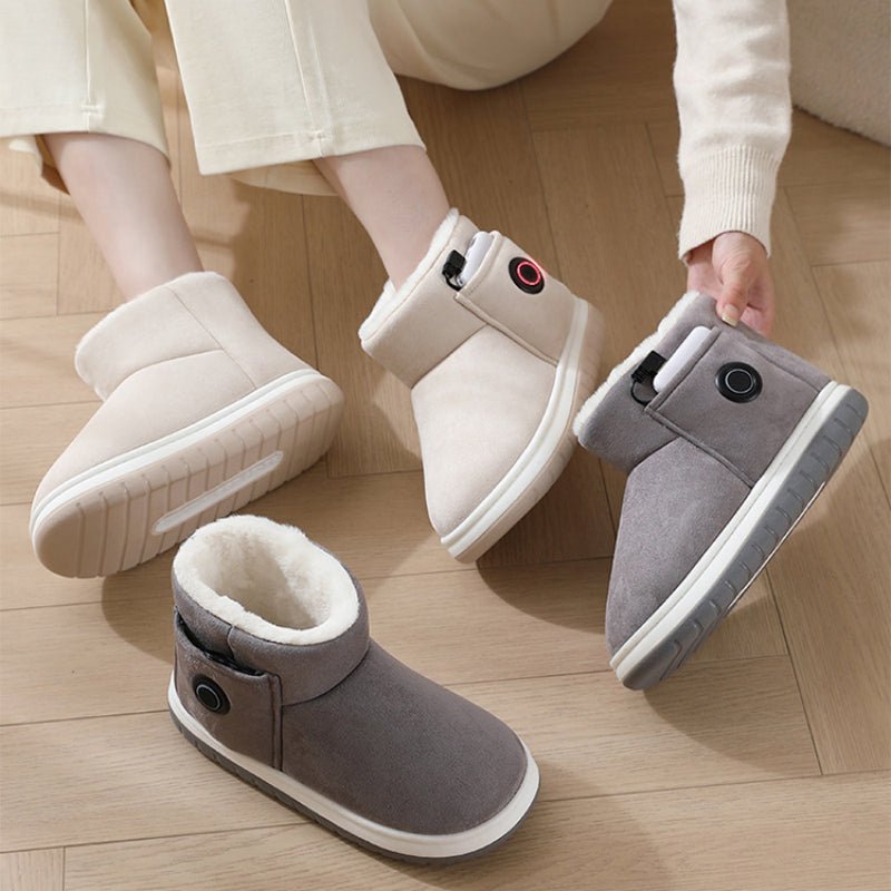 Electric Heating Shoes Rechargeable Foot Warmer Heating Home Shoes Winter Warm Temperature Regulating Cotton Shoes - Serenity Spaces
