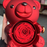Rotating Bear Gift Box Rose Jewelry Box - Serenity Spaces