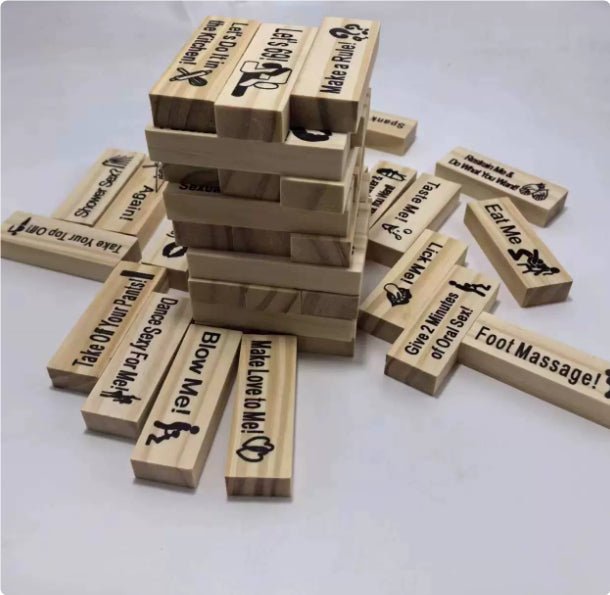 Couple Game Night Intimacy Block Tower Jenga Game Valentine Tumbling Tower Stacking Blocks Game Party Interactive Games 18 - Serenity Spaces