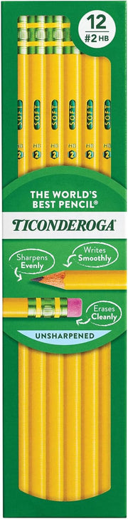 Wood-Cased Pencils, Unsharpened, #2 HB Soft, Yellow, 12 Count