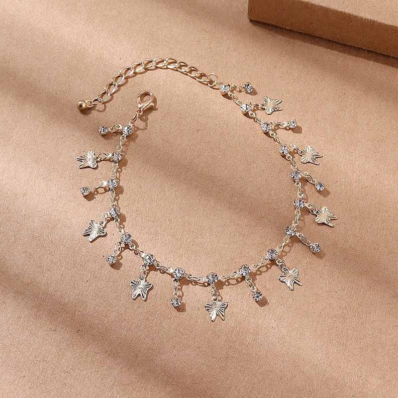 Butterfly Tassel Anklet Colorful Oil Necklace Flowers Leaves - Serenity Spaces
