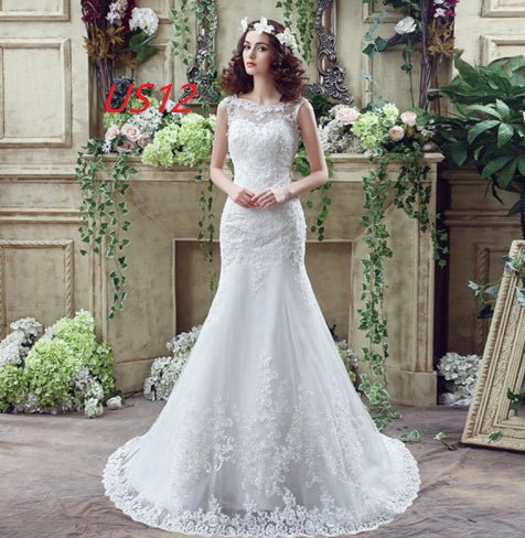 Bride Trailing Wedding Dress Sexy Lace Mermaid Wedding Dress - Serenity Spaces