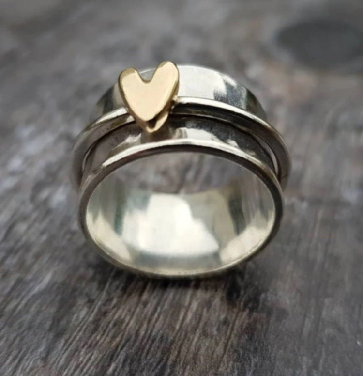 Simple Fashion Peach Heart Rotatable Decompression Ring - Serenity Spaces