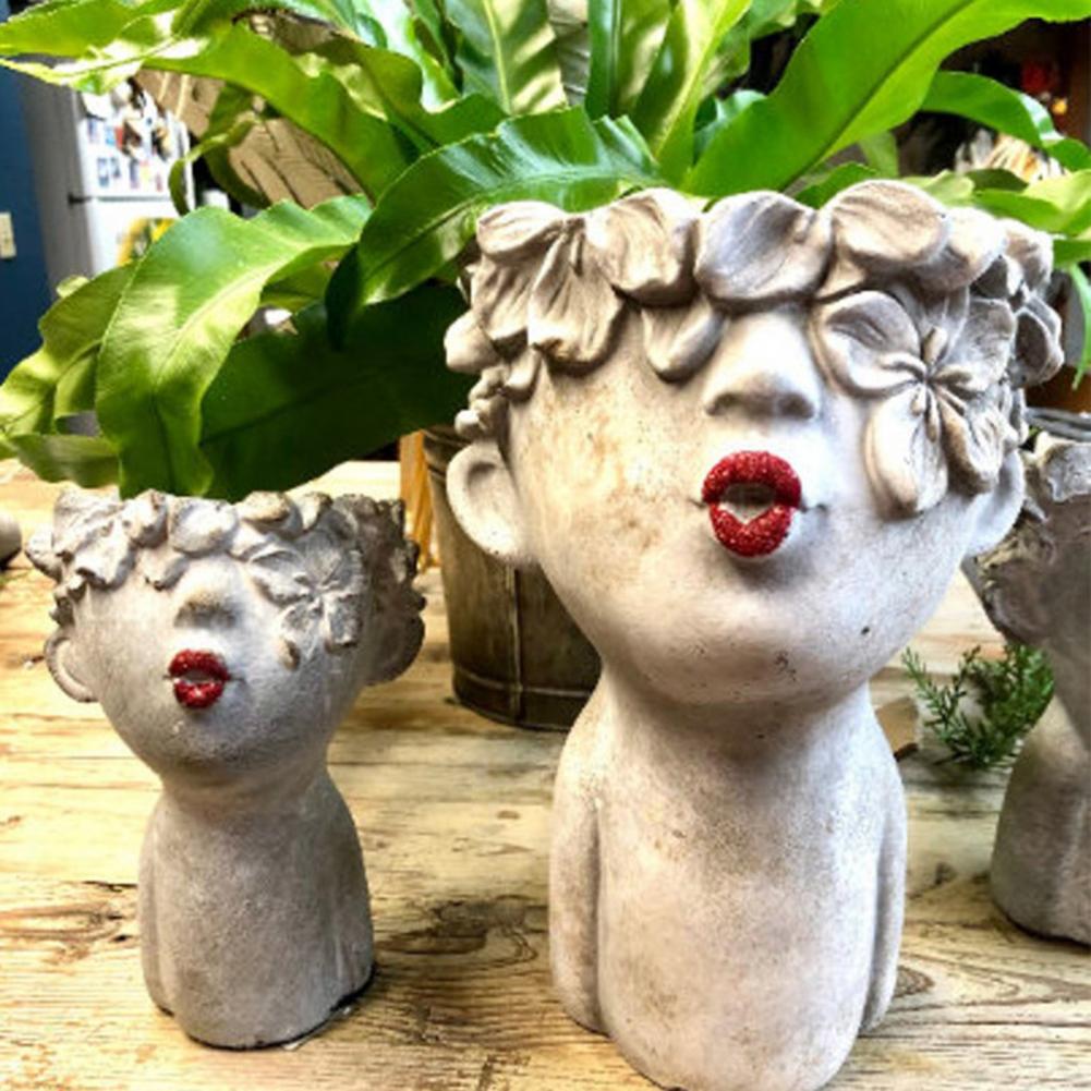 Resin Garden Faces Flower Pots Home Decor - Serenity Spaces