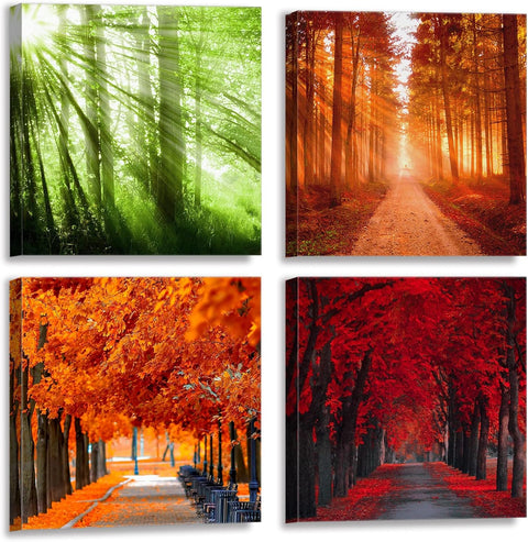 Nature Canvas Wall Art Bathroom Wall Art Decor Tree of Life Wall Art for Living Room, Bedroom Wall Pictures Kitchen Wall Art Prints Modern Fall Wall Art Set, Landscape Artwork 12" X 12"