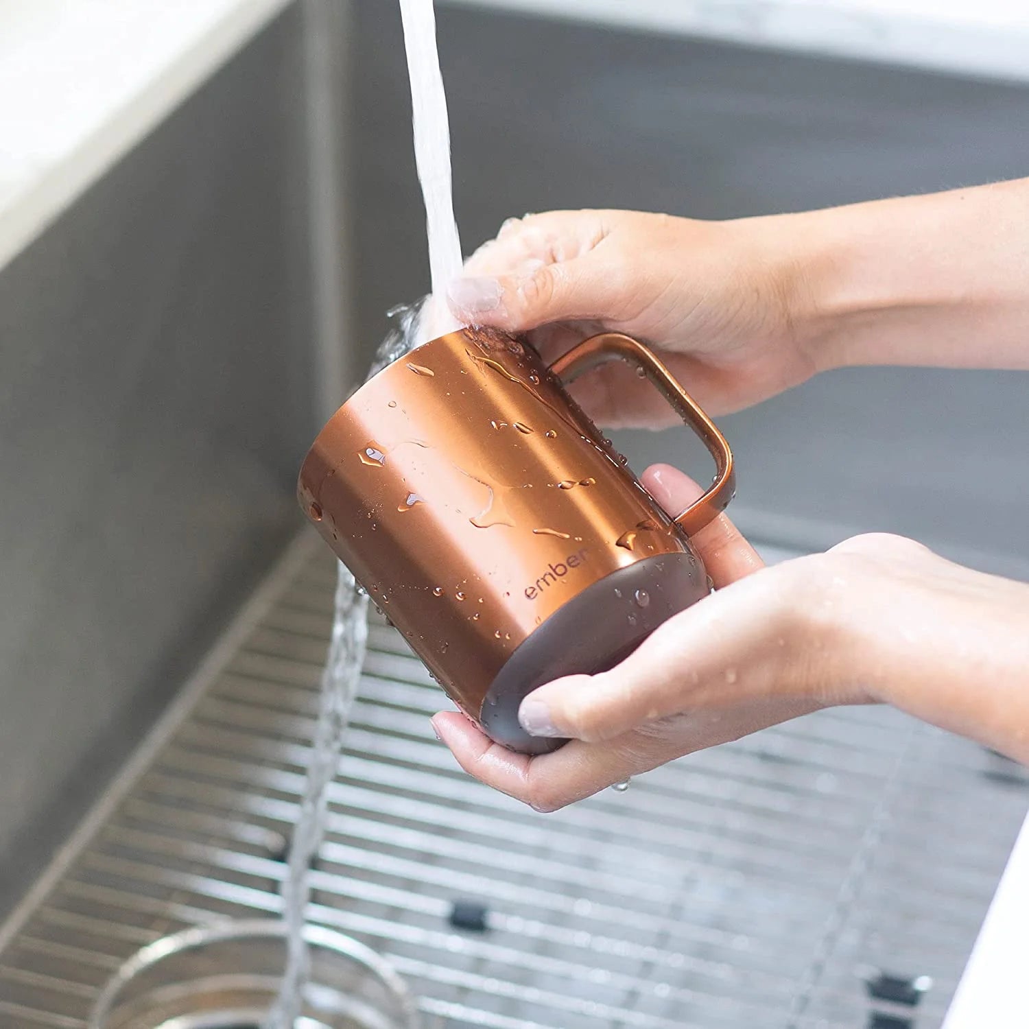 Temperature Control Smart Mug 2, 14 Oz, Copper, up to 1.5 - Hr Battery Life - App Controlled Heated Coffee/Tea Mug - Improved Design - Serenity Spaces