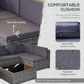 7 Piece Wicker Patio Furniture For Backyard Outdoor Sectional Sofa With Cushions Tempered Glass Coffee Table Pillows Gray - Serenity Spaces