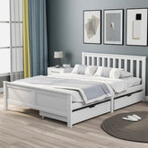 Wooden Solid White Pine Storage Bed With Drawers Bed Furniture Frame For Adults, Kids, Teenagers 4ft6 Double White 190x135cm - Serenity Spaces