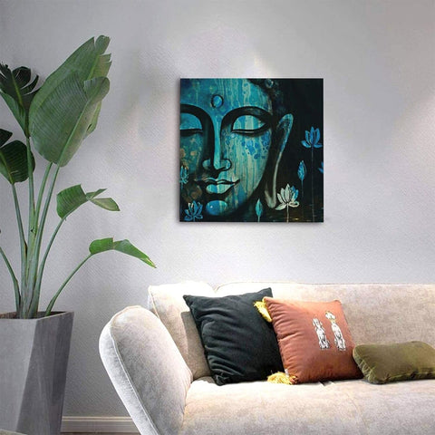 Buddha Wall Art Buddah Decoration Wall Decor Budha Decoration Home Meditation Room Decor Buddha Head Painting Zen Canvas Wall Art for Bedroom Livingroom Office Home Decoration 20X20Inch