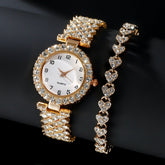 Fashion Jewelry 2pcs Luxury Fashion Women Watch Set Silver Strap Ladies Quartz Wristwatch Alloy Bracelet For Ladies Jewelry Set Clock Gift - Serenity Spaces