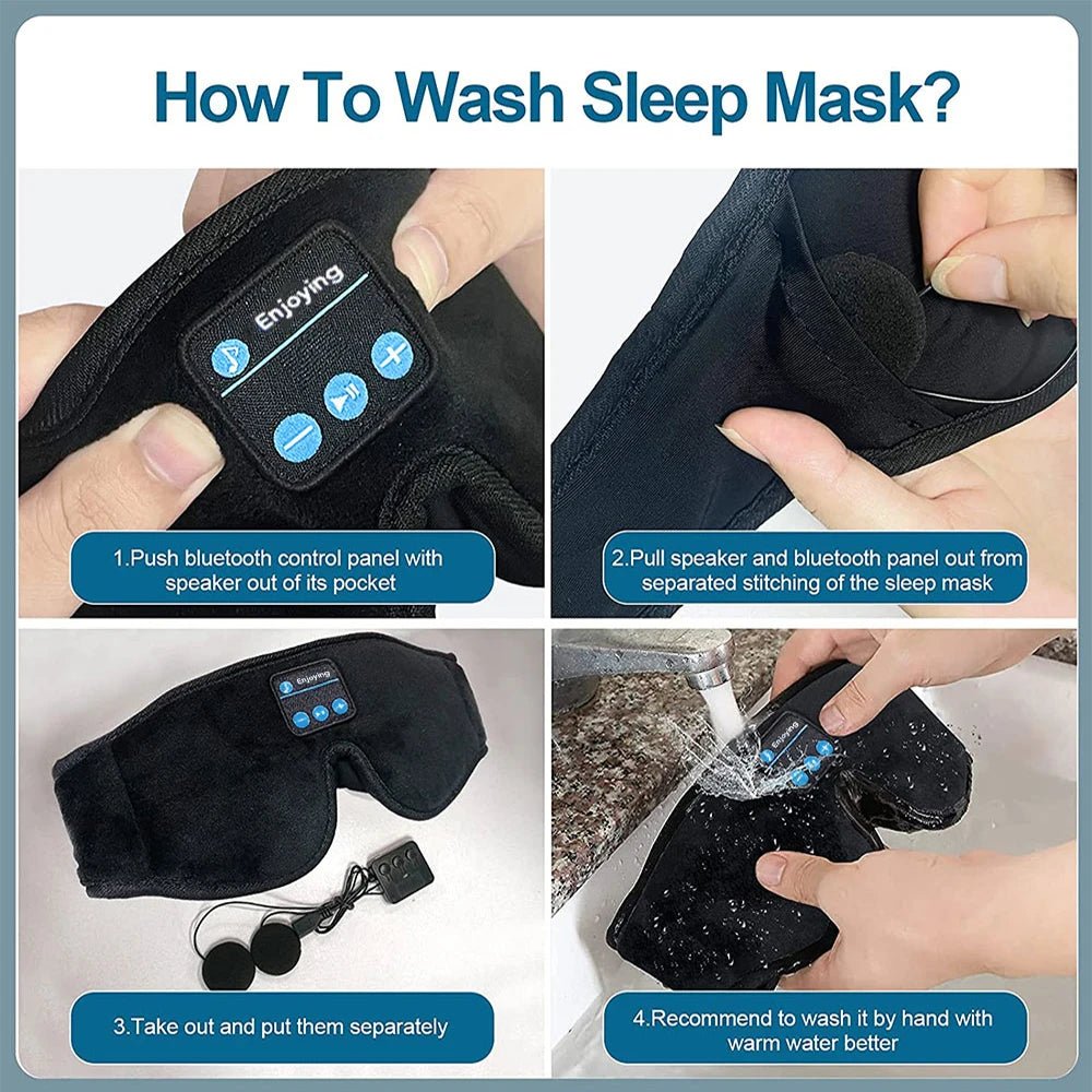 Mask for Sleep Headphones Bluetooth 3D Eye Mask Music Play Sleeping Headphones with Built - In HD Speaker - Serenity Spaces