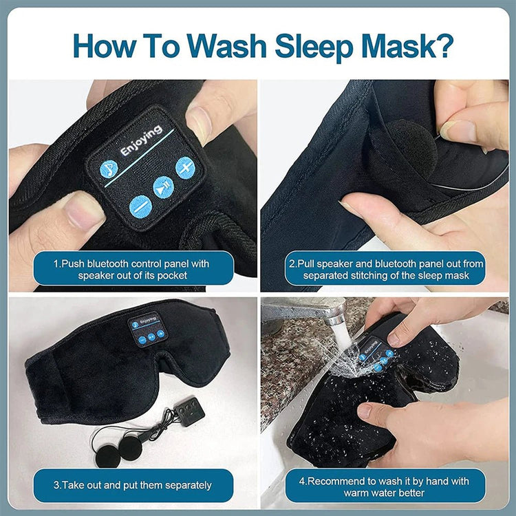 Mask for Sleep Headphones Bluetooth 3D Eye Mask Music Play Sleeping Headphones with Built - In HD Speaker - Serenity Spaces