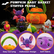 8 Pcs Halloween Basket with Stuffed Plush,Halloween Gift Basket Stuffers for Baby Kids Toddler,Halloween Toys,Halloween Pumpkin Decorations