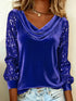 Elegant Velvet Long Sleeve Shirts For Women Autumn Winter Solid Color Loose Women Blouses Fashion Pullover Tops Party Clothes - Serenity Spaces
