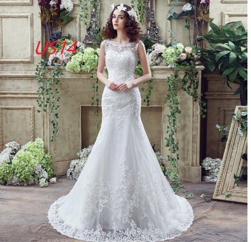 Bride Trailing Wedding Dress Sexy Lace Mermaid Wedding Dress - Serenity Spaces