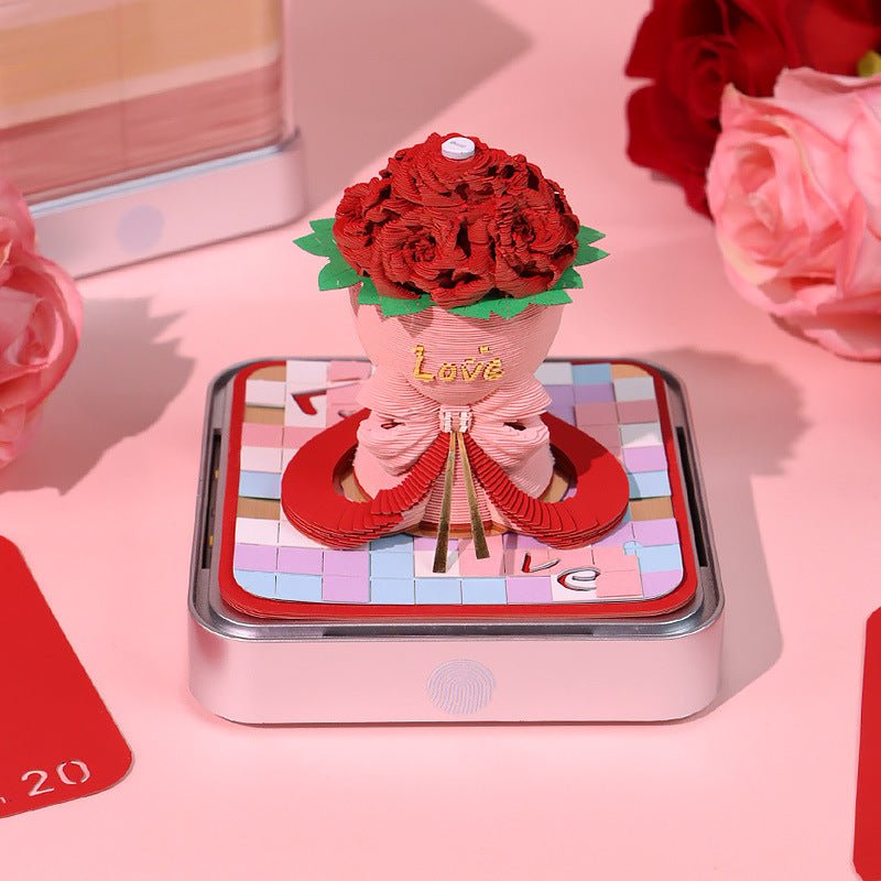 Paper Sculpture Calendar Rose 3D Sticky Notes Desktop Ornament - Serenity Spaces