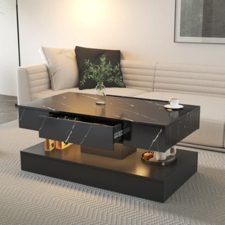 6.93IN High LED Coffee Table,Modern Coffee Table For Living Room,Living Room Tables,Large Living Room Furniture,LED Lights - Serenity Spaces