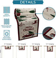 Christmas Truck Cotten Linen Table Runners 90 Inches Long, Red Buffalo Plaid, Non-Slip Burlap Table Cloth Runner for Home/Dining/Wedding/Party/Holiday, Farmhouse Christmas Theme Table Decorations