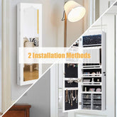 Jewelry Cabinet Armoire, Wall Mount Door Hanging, Lockable Jewelry Organizer with 47.5&