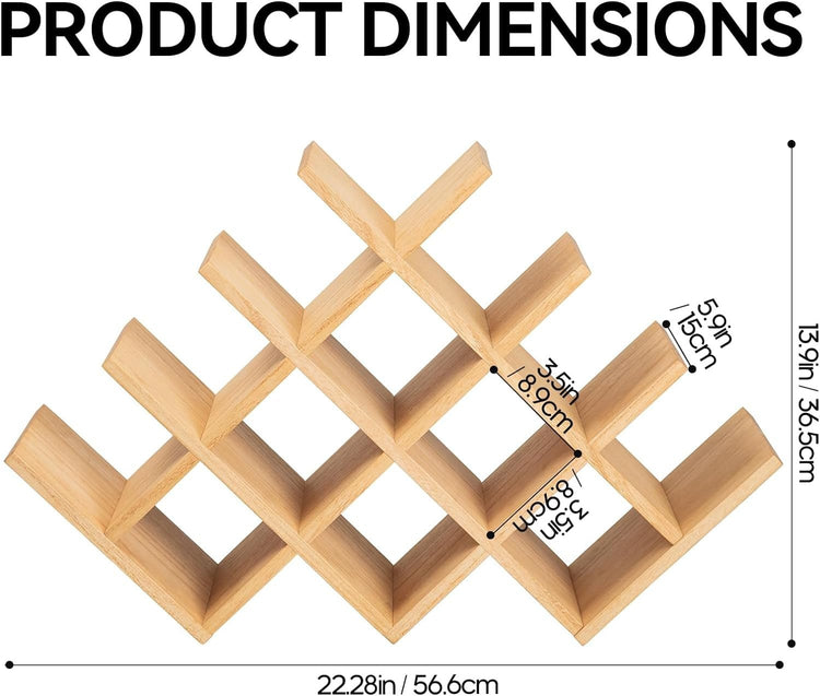Wooden 13 - Bottle Wine Rack - Nature Wood 4 - Tier Wine Display Rack/Free Standing and Countertop Storage Shelf - Bottle Holder/Cabinet Glass XHJJ4 - NA - Serenity Spaces