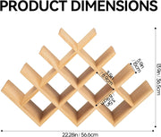 Wooden 13-Bottle Wine Rack - Nature Wood 4-Tier Wine Display Rack/Free Standing and Countertop Storage Shelf - Bottle Holder/Cabinet Glass XHJJ4-NA