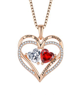 S925 Silver Double Love Necklace With Rhinestones Fashion Personality Heart - shaped Necklace Valentine&
