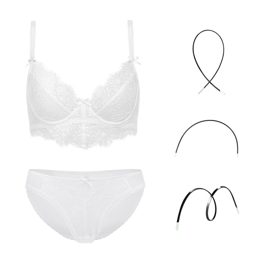 Fashion Transparent Women Bra And Panties Set Embroidery Lingerie Plus - Serenity Spaces