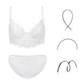 Fashion Transparent Women Bra And Panties Set Embroidery Lingerie Plus - Serenity Spaces