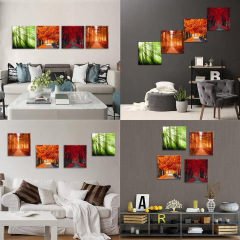 Nature Canvas Wall Art Bathroom Wall Art Decor Tree of Life Wall Art for Living Room, Bedroom Wall Pictures Kitchen Wall Art Prints Modern Fall Wall Art Set, Landscape Artwork 12" X 12"