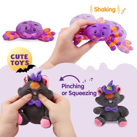 8 Pcs Halloween Basket with Stuffed Plush,Halloween Gift Basket Stuffers for Baby Kids Toddler,Halloween Toys,Halloween Pumpkin Decorations