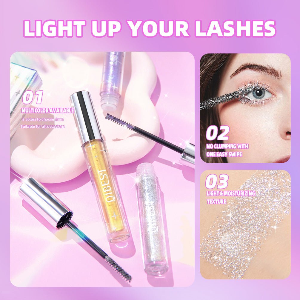 Violet Glitter Lash Mascara Diamond Mascara Thick Shiny Eyelash Curling Extension Makeup Waterproof Fast Dry Sequins Eye Black - Serenity Spaces