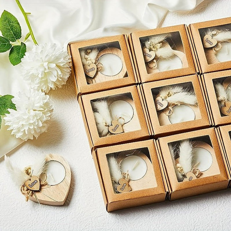 Wooden Love Candle With Dried Flowers - Serenity Spaces