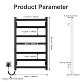 SIOYIE Towel Warmer Bathroom Wall Mounted 6 Bars Electric Towel Drying, 150 W 500 800 MM Heated Towel Rack With Intelligent Touch Screen Timer And Temperature Control Black Left - Serenity Spaces