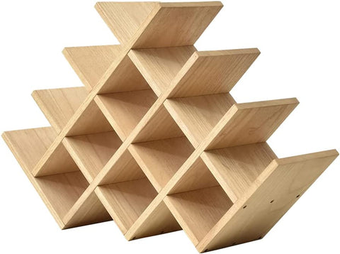 Wooden 13-Bottle Wine Rack - Nature Wood 4-Tier Wine Display Rack/Free Standing and Countertop Storage Shelf - Bottle Holder/Cabinet Glass XHJJ4-NA