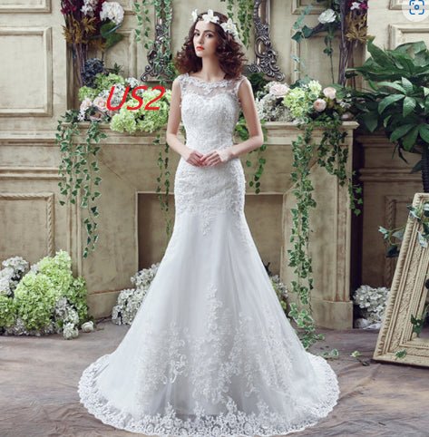 Bride Trailing Wedding Dress Sexy Lace Mermaid Wedding Dress - Serenity Spaces