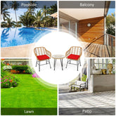 3 Pieces Rattan Furniture Set With Cushioned Chair Table - Serenity Spaces