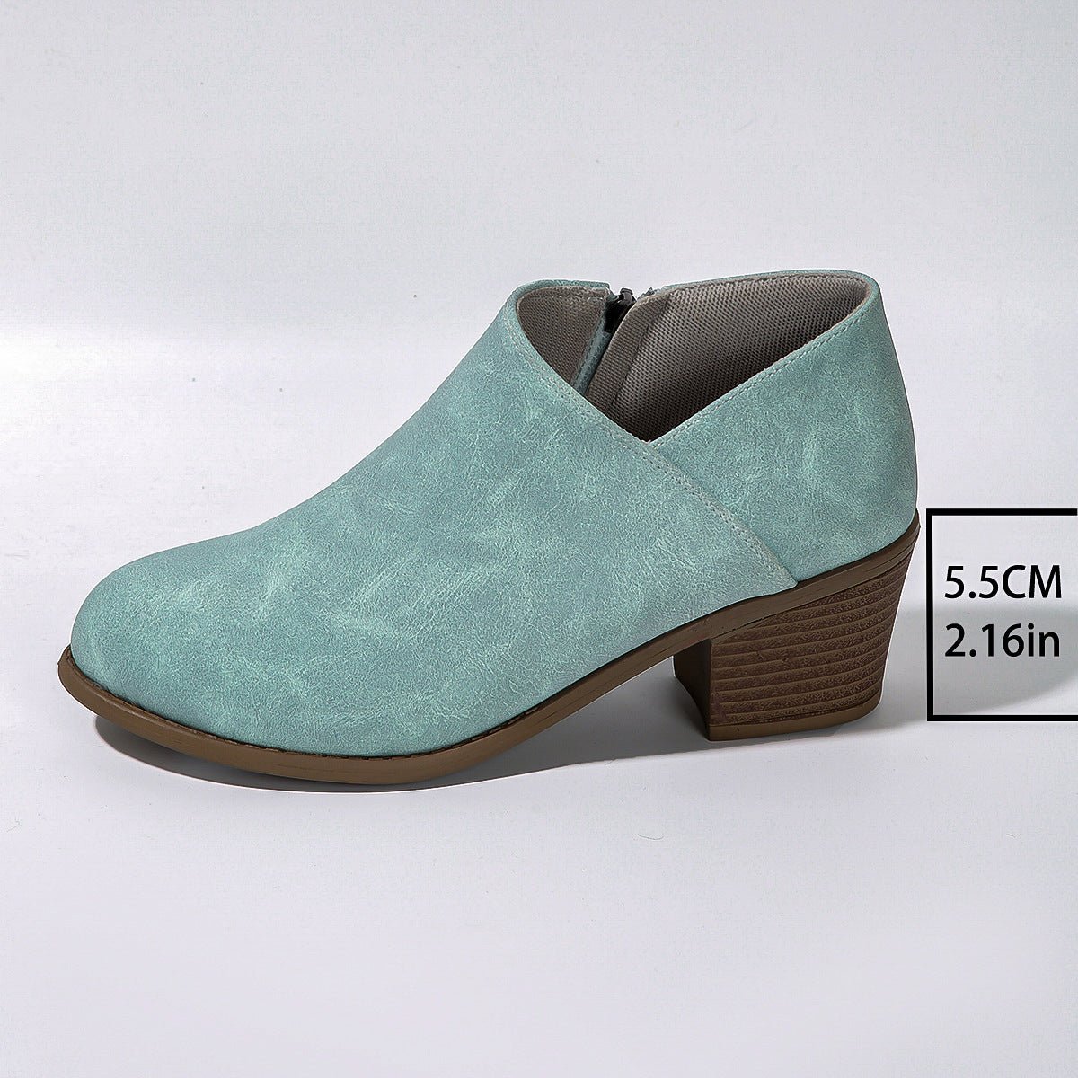 Chunky Heel Round Toe Ankle Boots With Side Zipper Design Fashion Fall Winter Short Boots For Women Shoes - Serenity Spaces