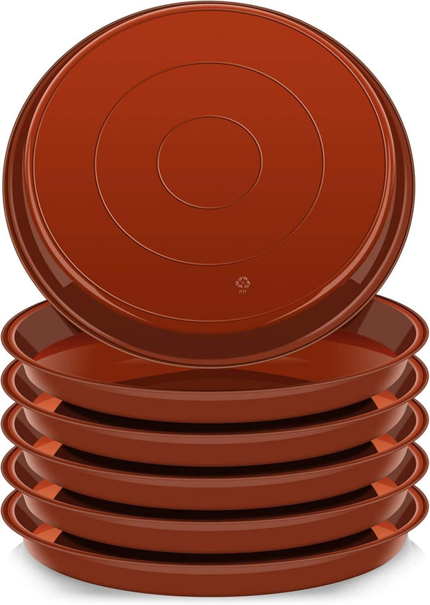 Plant Saucer 18 Inch (16.5 Inch Base), Pack of 6, Large Plastic Flower Plant Saucers Round, Planter Trays for Pots, Plant Tray for Planters 17-18", Plant Saucers 18 Inch (Terracotta Color)
