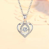 S925 Beating Heart - shaped Necklace Women Luxury Love Rhinestones Necklace Jewelry Gift For Valentine&