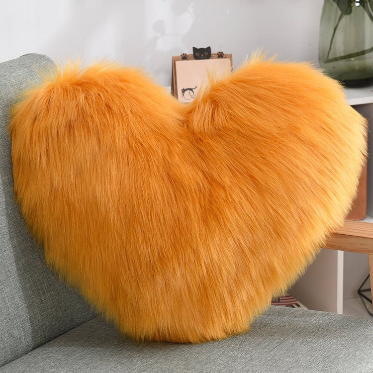 Throw Pillows Heart Shape Long Plush Fluffy Shaggy Cushion Cover Sofa Cushions Decorative Pillow Covers Pillowcase White - Serenity Spaces