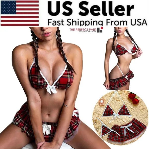 Sexy Lingerie School Girl Sleepwear Dress Nightwear Underwear Babydoll Women USA - Serenity Spaces