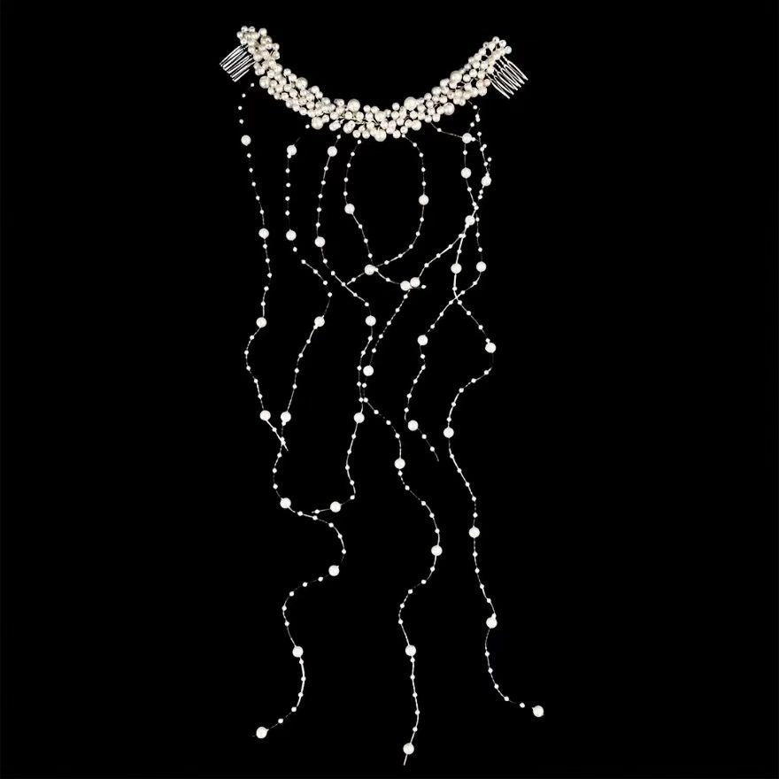 Bride New Hair Accessories Handmade Pearl Headdress - Serenity Spaces