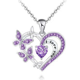 Ins Butterfly Love Necklace With Rhinestones Fashion Personality Hollow Heart - shaped Clavicle Chain Pendant Necklace For Valentine&