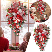 Christmas Wreath Candy Upside Down Tree Garland Artificial Xmas Ornament Hpme Porch Window Door Wall Hanging Decoration