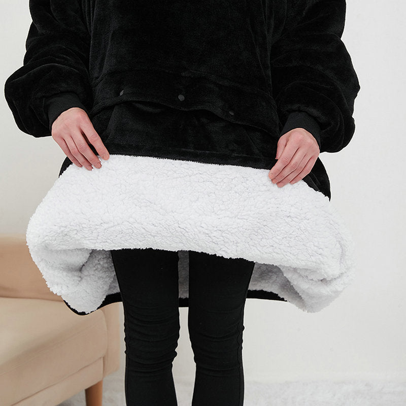 USB Heated Wearable Blanket Oversized Lazy Hoodie With Large Heating Area Back Cozy Warm Sherpa Hoodie Blanket No Battery Pack - Serenity Spaces