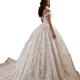 Off - shoulder French - style Bride Trailing Mori Style Simple Small Wedding Dress - Serenity Spaces